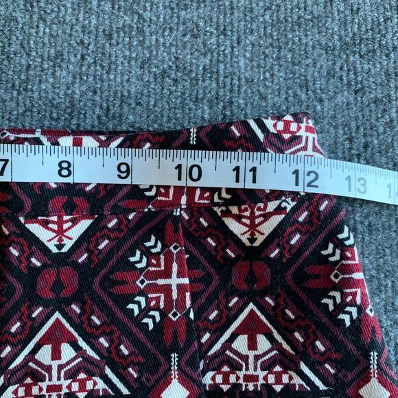 H&M Flare Mini Skirt Pattern Denim With Front Zipper Women 2 Lined - Picture 13 of 15